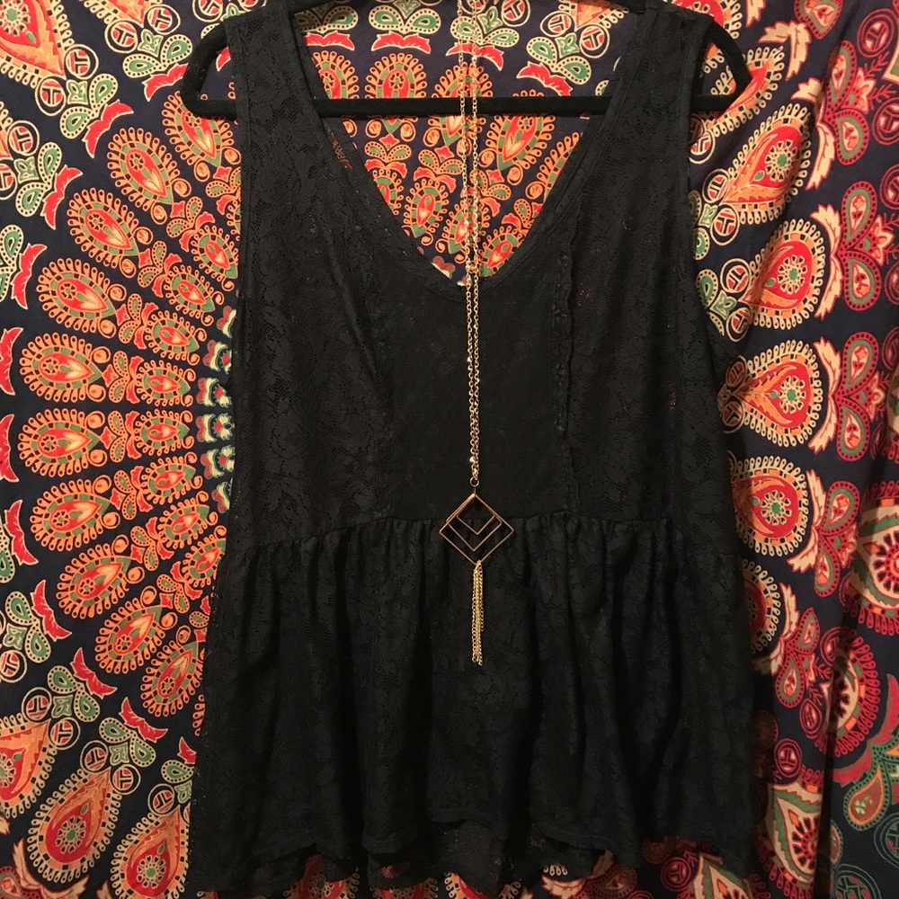 Torrid Black Lace V-Neck Tank